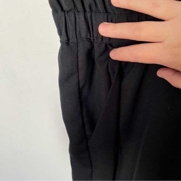 Small Black Pants Suit Jumpsuit Romper Lace Top Dressy Pockets - Picture 5 of 6